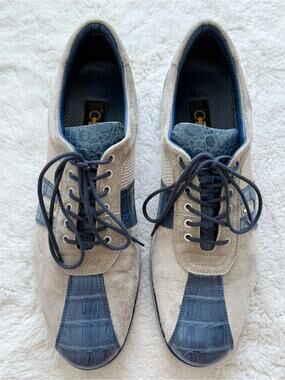 Zilli men oxford shoes exotic skin suede/alligator leather size 9.5US Authentic